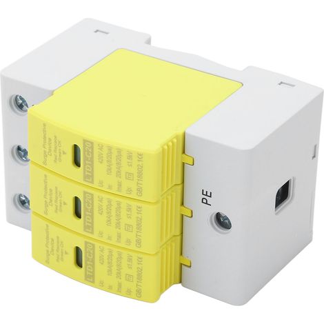 Dispositif de protection contre les surtensions CA, boîtier en polycarbonate ignifugé, parafoudre à réponse rapide, triphasé 10-20 kA 420 V (1/5)