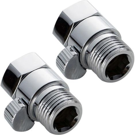 Lot de 2 robinets de contrôle de débit de qualité pour douchette et bidet, en laiton, pour salle de bain et toilettes. Accessoires inclus. (1/4)