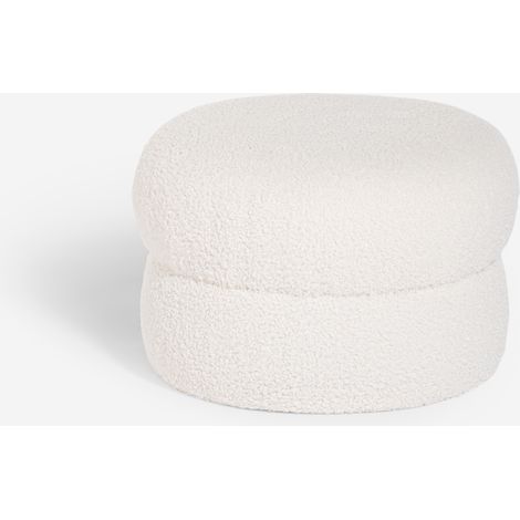 Pouf poggiapiedi basso per soggiorno in tessuto  teddy bouclé Raion - Bianco