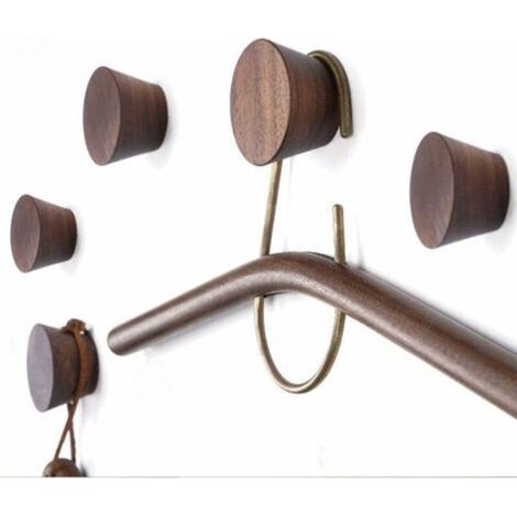 Wooden coat hook, round coat rack, conical black walnut 53.5cm, 5 PCS (1/5)