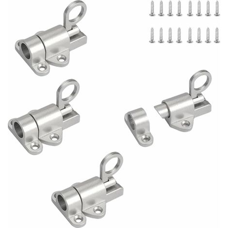 4 Pieces Verrou Porte à Rebond Loquet Porte en Alliage D'aluminium avec Vis Loquet à Ressort Automatique Petit pour Portes en Bois Fenêtres Portes de Placard (Argent)