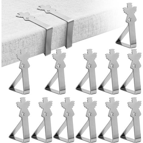 12 Pièces Pince Nappe, Acier Inoxydable, Réglable 4cm, Anti-Glissant, Pour Jardin Restaurant Mariage (1/5)