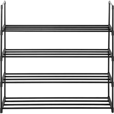 4-stufiger Schuhständer, Schuhturm, Regal-Aufbewahrungs-Organizer für Schlafzimmer, Eingangsbereich, Flur und Schrank, Farbe Schwarz (1/5)