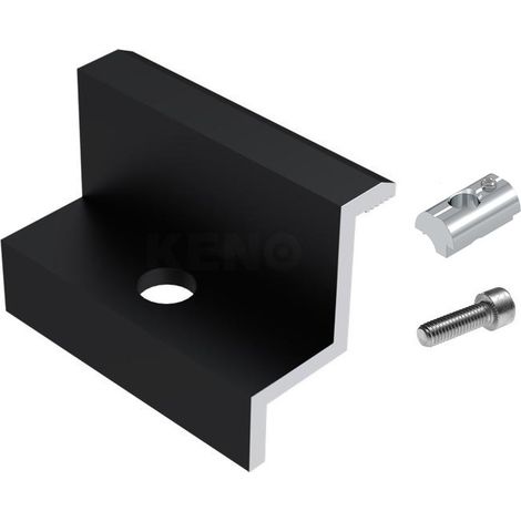 Solar Endklemme 35mm Komplett Befestigungsset Schwarz mit Nutenstein
