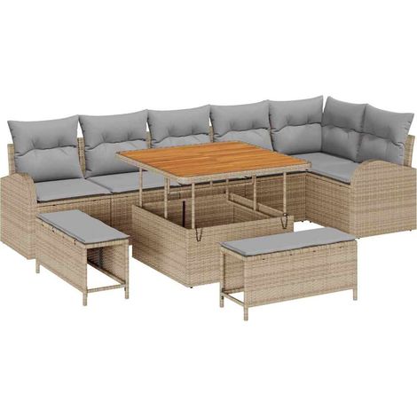 Maison Exclusive - Set Divano da Giardino 9 pz 8-Numero di posti (1/5)