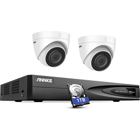 ANNKE 4 Channel POE NVR 5MP Super HD Camera Security Camera System Color Night Vision H.265+ Weatherproof CCTV Camera - 1TB HDD 2Camera (1/5)