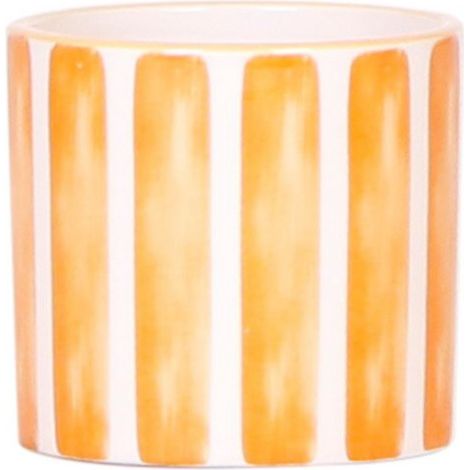 Cache-pot en Céramique à Rayures Peintes Orange Ø 6 cm - Décoration Méditerranéenne - PANGIVO (1/5)