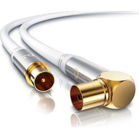 Primewire Antennenkabel gewinkelt - Koaxialkabel - Koax Kupplung 90° Winkel zu Stecker gerade - HDTV 75 Ohm - weiß - 3 m (1/5)