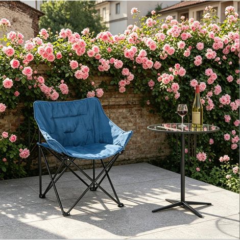 Silla plegable acolchada portátil para camping negra HAVRYA (1/5)