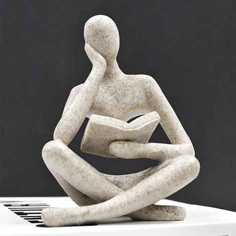 1 Statue Femme Lisant, Résine, Design Abstrait, Sculpture Décorative, 11,5cm, Pour Salon, Bureau, Étagère