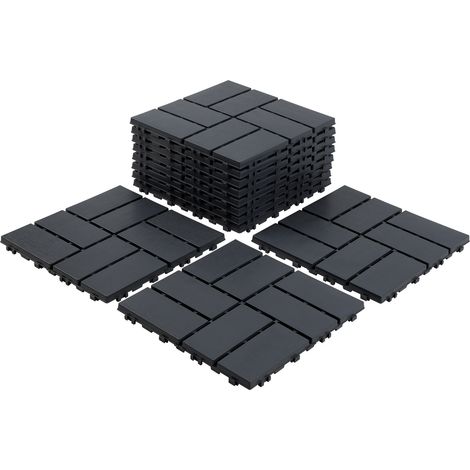 Wolketon Losetas para terraza, 11 piezas de 30 x 30 cm, losetas de plástico encajables, instalación rápida, losetas imitación madera marrón (1/5)