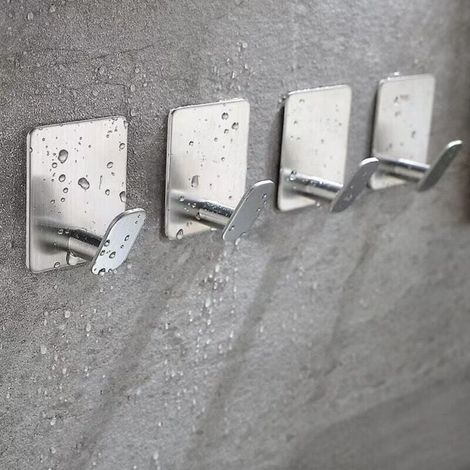 pezzi gancio adesivo 3M argento, montaggio a parete per bagno, gancio per asciugamani da cucina, gancio per quadri senza foratura, gancio autoadesivo in acciaio inossidabile (1/5)