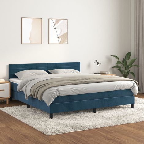 Boxspringbett mit Matratze Dunkelblau 180x200 cm Samt vidaXL