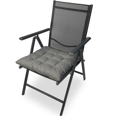 Lot de 4 coussins de chaise avec attaches, 45 x 45 cm, épaisseur 8 cm. Coussins de chaise confortables pour la maison et le jardin, pour l'intérieur et l'extérieur, coussins décoratifs gris.