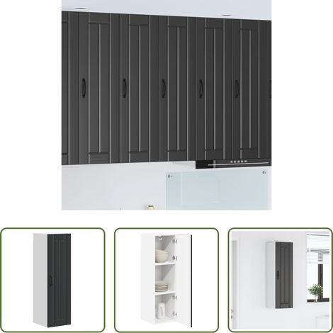 Küchenregal Schwarz - Küchenschrank Schwarz 30 x 31 x 100 cm Holzwerkstoff (1/5)
