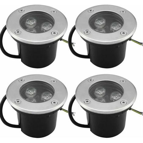 CHOYCLIT 4 PACK 3W IP65 Spot LED Encastré Extérieur 270 Lumen Rond Led Terrasse Downlight Lampe D'éclairage De Jardin Extérieur, pour Jardin Chemin Cour Garage, Blanc Chaud (1/5)