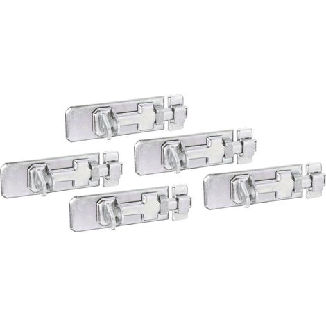 Verrou de sécurité porte-cadenas avec poignée plate et boucle serrée électro-galvanisé passivé à couche épaisse platine 140 x 55 mm kit de 5 (1/2)