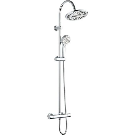 Edouard Rousseau – Colonne de douche thermostatique avec robinetterie LOONA – Finition chromée – Douchette 32mm jet pluie – Flexible inox 1,5m (1/8)
