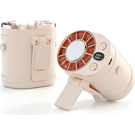 Ventilateur voiture clip 100 vitesses LED 3000mAh rechargeable, ventilateur portable pour voiture été,Beige (1/5)