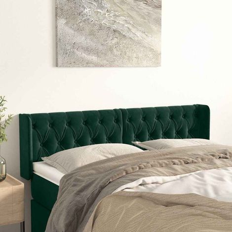 vidaXL Cabecero de terciopelo verde oscuro 163x16x78/88 cm (1/5)