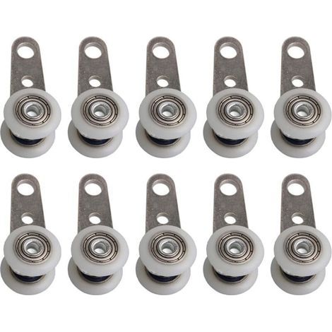 Lot de 10 roulettes pour baies vitrées ou portes coulissantes - en métal et en plastique - 4,5 x 1,9 cm (1/5)