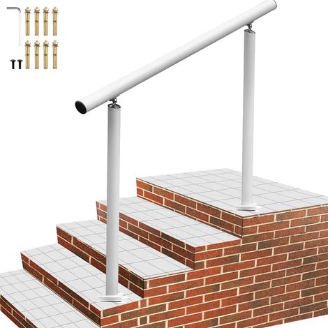 Kit Main Courante Balustrade Garde Corps Terrasse Rampe Escalier Blanche Rampe d'Escalier Extérieur en Aluminium / Fer Main Courante Construction Solide Paquet de Valeur pour Escalier 121x91 cm (1/5)