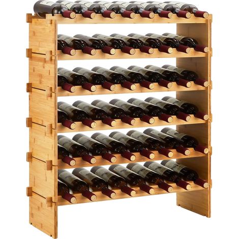 Botellero de bambú con capacidad para 48 botellas, montaje entrelazado, dimensiones 32 x 36 x 12 pulgadas, ideal para bares domésticos. (1/5)
