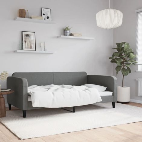 Tagesbett Dunkelgrau 100x190 cm Stoff
