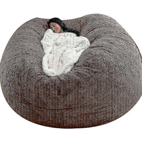 Pouf Lazy Sofa en fausse fourrure - 135 cm x 65 cm - marron