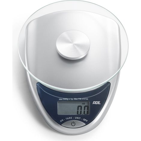Bilancia da cucina ADE Celina fino a 5 kg, 14,5 x 20 x 5,5 cm, colore argento.