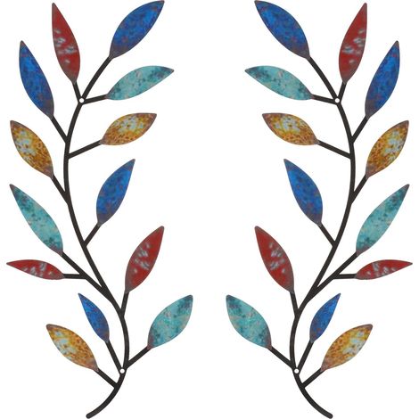 CCYKXALot de 2 décorations murales en métal en forme de feuille d'arbre de vigne, branche d'olivier décoration murale pour salon,couloir (couleur élégante) (1/5)