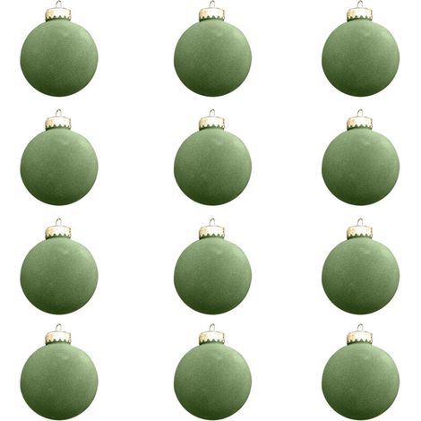 Set mit 12 Samt-Weihnachtskugeln, beflockte Weihnachtskugeln zum Aufhängen am Weihnachtsbaum, Grün/Rot, Samt-Weihnachtsdekorationen, Weihnachtsbaumschmuck, 6 cm (Grün)