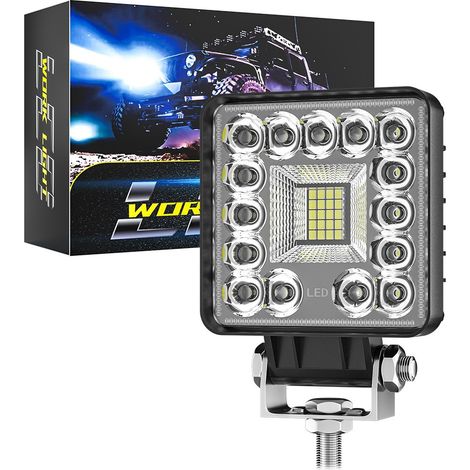Phare de Travail LED Carré 4 Pouces 40W 3000LM, Éclairage Haute Luminosité IP68, Feu Additionnel pour 4x4, Camion, Voiture, Moto, Bateau et Engin de Chantier DC 9-30V（4pcs） (1/5)
