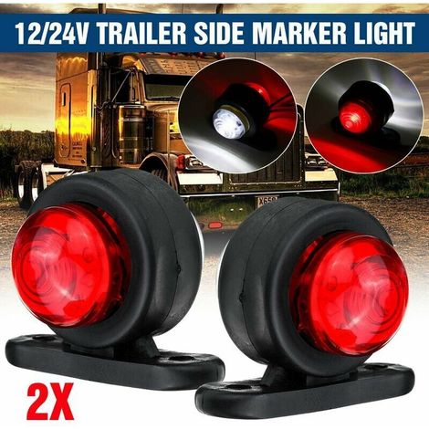 Deux feux de position latéraux 12V/24V, feux de contour rouges et blancs, adaptés aux camions, remorques, camping-cars et fourgonnettes. (1/4)