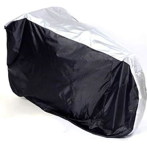(Schwarze) Outdoor-Fahrradabdeckung, UV-beständig, staubdicht, wasserdicht, regendicht für Fahrräder und Roller, Größe S, Schwarz und Silber (1/4)