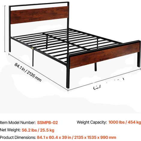Struttura letto in metallo, contenitore sotto il letto, matrimoniale (Queen size) (1/2)