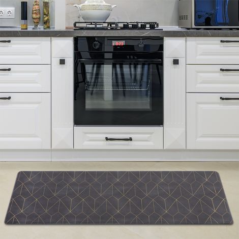 Paco Home Alfombra Cocina Esterilla Pasillera PVC Antideslizante Diferentes Motivos Negro 2, 45x120 cm