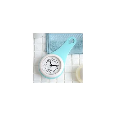 Réveil silencieux compact avec ventouse pour salle de bain/cuisine, mini-réveil créatif – Bleu – (1/4)