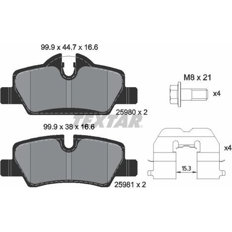 Kit de plaquettes de frein, frein à disque TEXTAR 2598001 MINI 34206874810