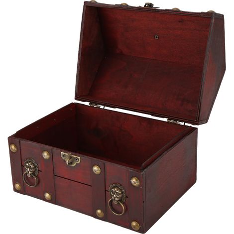 Coffre de rangement vintage en bois, décoration antique, élégant coffre à trésors rétro avec serrure à combinaison (1/5)