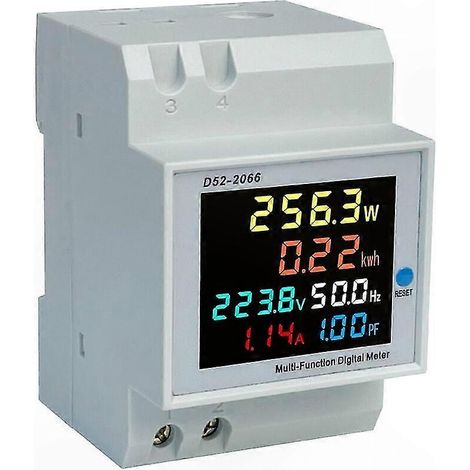 Compteur électrique intelligent monophasé à affichage LCD, indicateur de consommation multi-fonction pour usage domestique, AC40 montage sur rail DIN. (1/4)