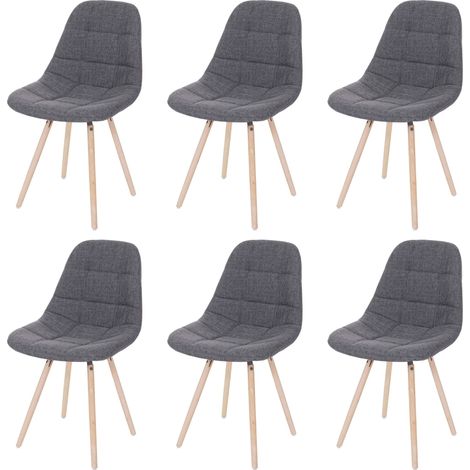 6er-Set Esszimmerstuhl HHG-668 II, Stuhl Küchenstuhl, Retro 50er Jahre Design Stoff/Textil grau (1/5)