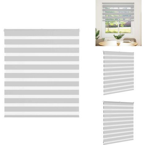 Store zèbre gris clair largeur du tissu 125,9 cm polyester - Store Zébré - Stores Zébrés - Store À Enrouleur Zébré - Double Store À Enrouleur (1/5)