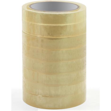 Pack de 8 Rubans adhésif de bureau transparent brillant haut pouvoir adhésif, largeur 19 mm rouleau de 66m qualité Pro épaisseur 50 microns (1/5)