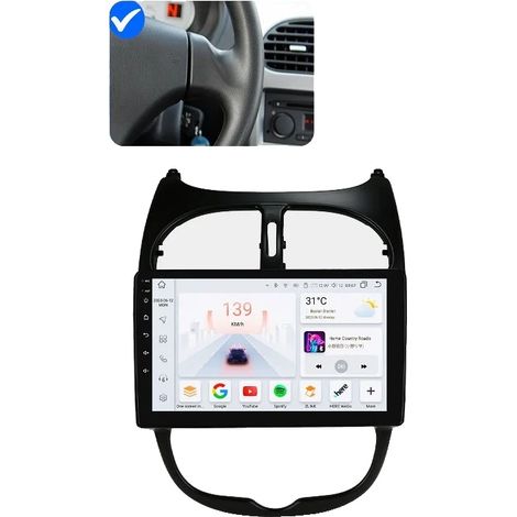 Radio para coche, soporte multimedia, pantalla táctil, compatible con Peugeot 206 206CC 206SW 2000 - 2008, S8-8G 128G-8core-A (1/2)