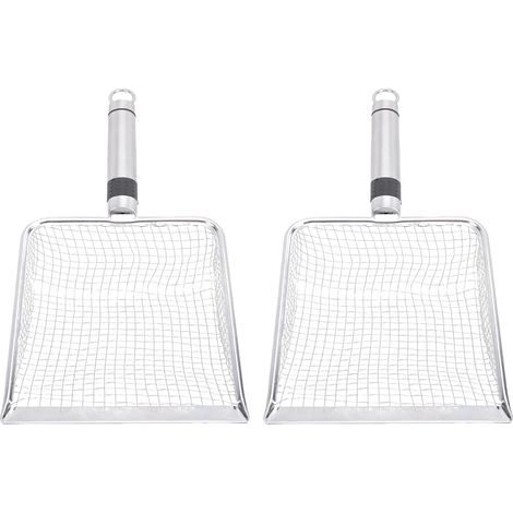 Toivize 2 pièces de râteau pour litière pour chat en acier inoxydable à mailles, pelle robuste pour nettoyer la litière avec poignée ergonomique adaptée à la caisse à litière (1/5)