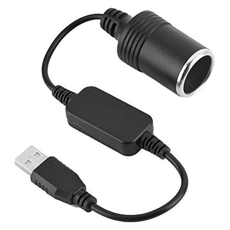 Convertidor de USB A macho a toma de mechero de 12 V hembra, convertidor de alimentación de puerto USB para cámara de salpicadero GPS (60 cm) (1/5)