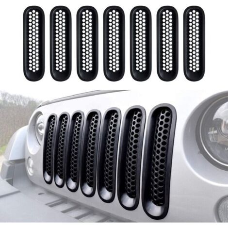 Kit 7 pièces de grilles avant noires pour Jeep Wrangler et Wrangler Unlimited 2007-2015 (1/4)