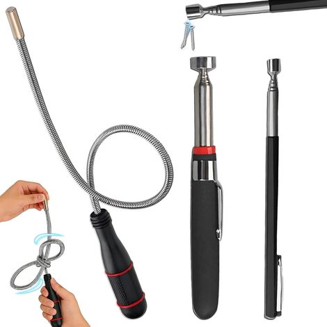 3 Pièces Aimant Telescopique, 60CM Ramassage Magnétique Flexible, Aimant Mecanique Auto pour Ramasser de Petites Pièces, Vis, Boulons, Outils Mécaniques Objets Métalliques(1.5 LB 3 LB 5 LB) (1/5)