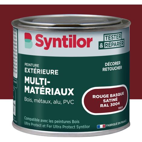SYNTILOR Peinture exterieure bois, aluminium, pvc . SYNTILOR rouge basque satine 125ml (1/5)